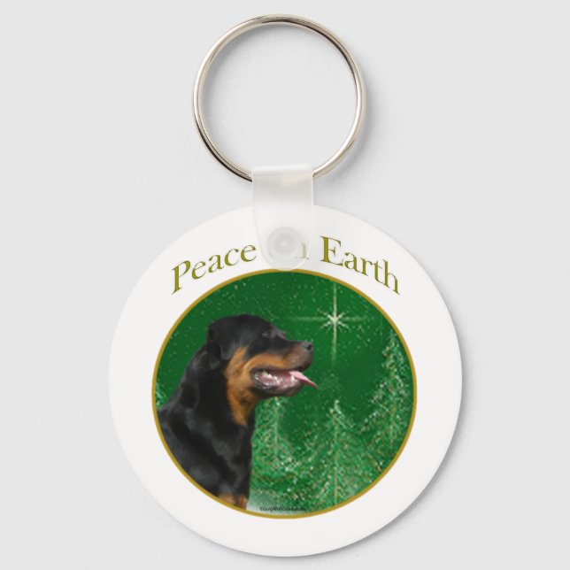 Rottweiler Peace Key Ring (Front)