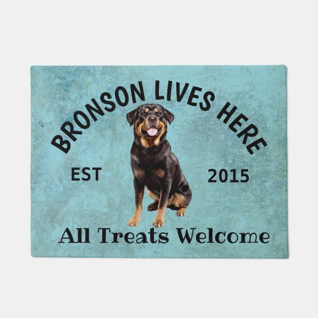 Rottweiler Personalised Dog Lover Welcome Doormat (Front)