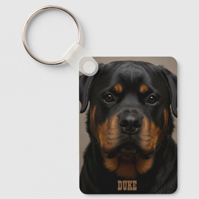 Rottweiler Personalised Photo Name Key Ring (Front)