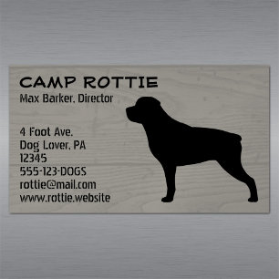Rottweiler Pet Dog Silhouette Rottie Rustic Magnetic Business Card