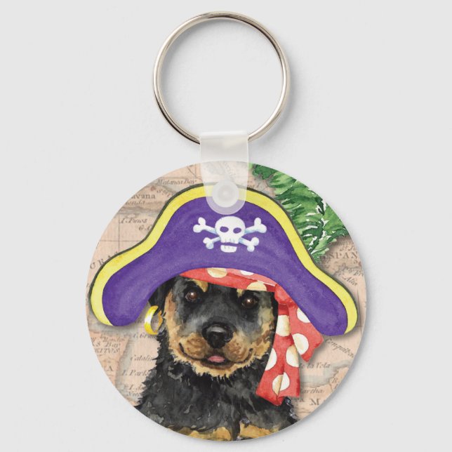 Rottweiler Pirate Key Ring (Front)