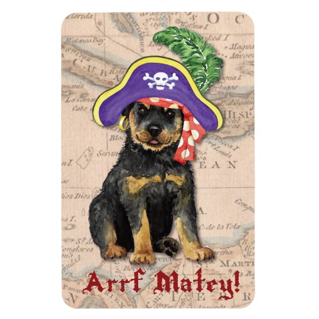 Rottweiler Pirate Magnet (Vertical)