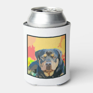 Rottweiler Portrait Digital Painting Can Cooler