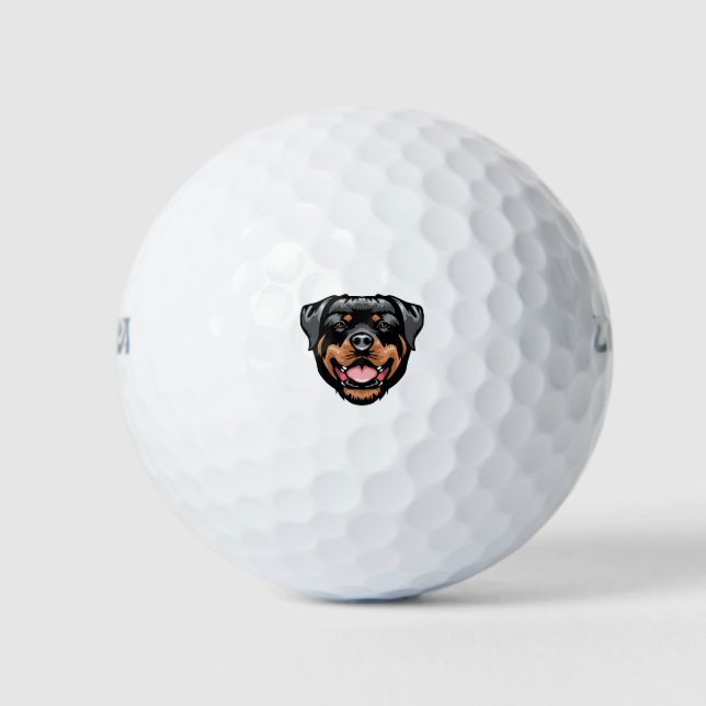 Rottweiler Portrait Drawing Golf Balls (Front)