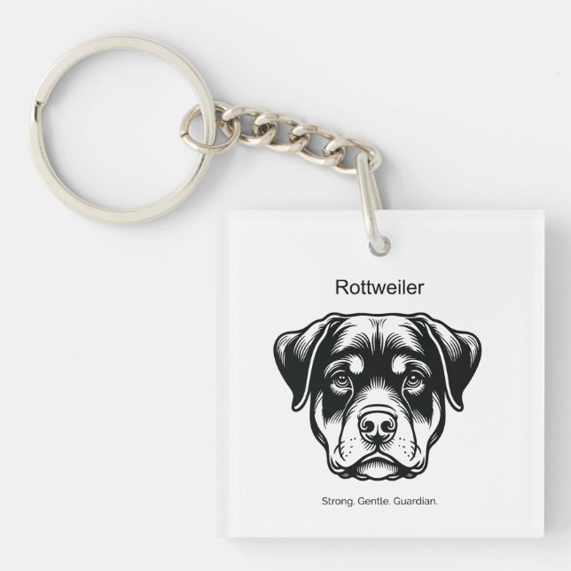 Rottweiler Portrait Key Ring (Front)