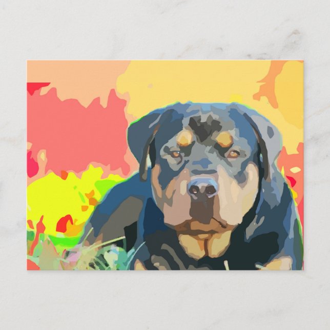 Rottweiler Portrait Painting Postcard (Front)