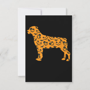 rottweiler pumpkin bat shape funny scary halloween RSVP card