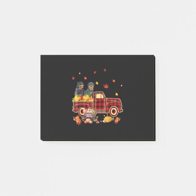 Rottweiler Pumpkin Truck Fall Leaf Thanksgiving Post-it Notes (Front)