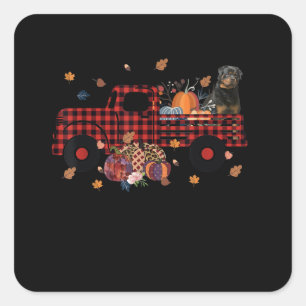 Rottweiler Pumpkin Truck Thanksgiving Halloween Square Sticker