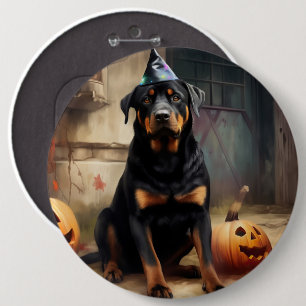 Rottweiler Pumpkins Halloween Scary 6 Cm Round Badge