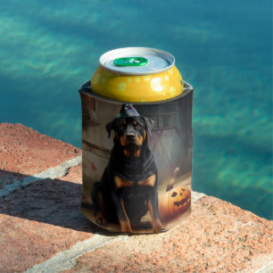 Rottweiler Pumpkins Halloween Scary  Can Cooler