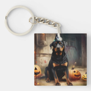 Rottweiler Pumpkins Halloween Scary Key Ring