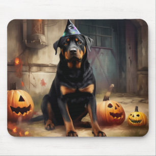 Rottweiler Pumpkins Halloween Scary Mouse Mat