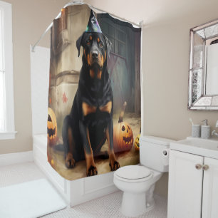 Rottweiler Pumpkins Halloween Scary  Shower Curtain