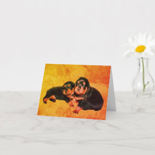 Rottweiler Puppies Dog Art Blank Note Card