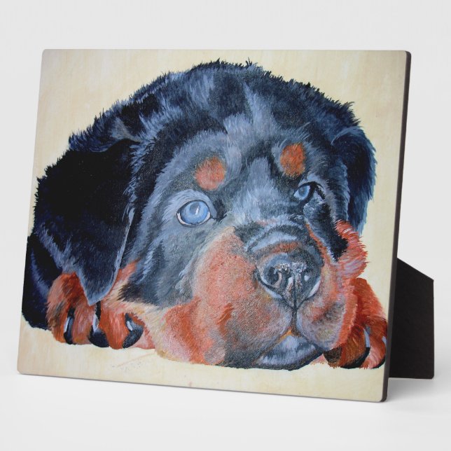 Rottweiler Puppy Artistic Pet Portrait Plaque (Side)