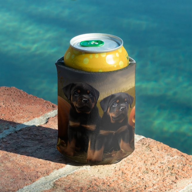 Rottweiler Puppy Autumn Delight Pumpkin Can Cooler (In Situ Pool)