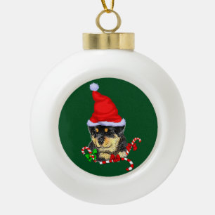 Rottweiler Puppy Christmas Ceramic Ball Christmas Ornament