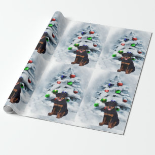 Rottweiler Puppy Christmas Wrapping Paper
