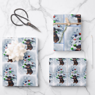 Rottweiler Puppy Christmas Wrapping Paper Sheet