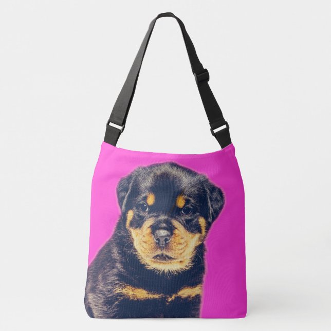 Rottweiler Puppy- Customisable Crossbody Bag (Front)