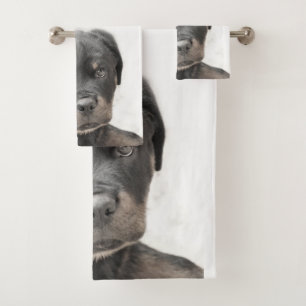 Rottweiler puppy dog towel set