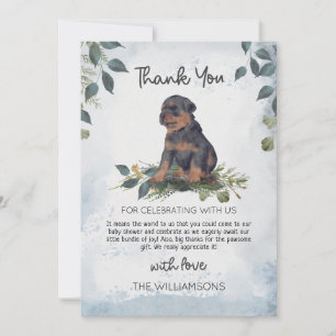 Rottweiler Puppy Dog Watercolor Dog Baby Shower  Thank You Card