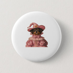 Rottweiler Puppy Dressed as a Pink Witch – Cute Ha 6 Cm Round Badge