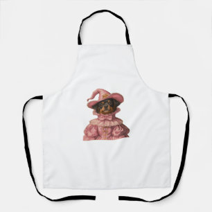 Rottweiler Puppy Dressed as a Pink Witch – Cute Ha Apron