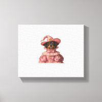 Rottweiler Puppy Dressed as a Pink Witch – Cute Ha