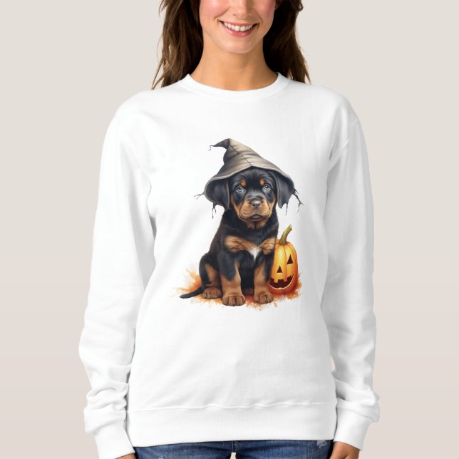 Rottweiler  Puppy Halloween Sweatshirt (Front)