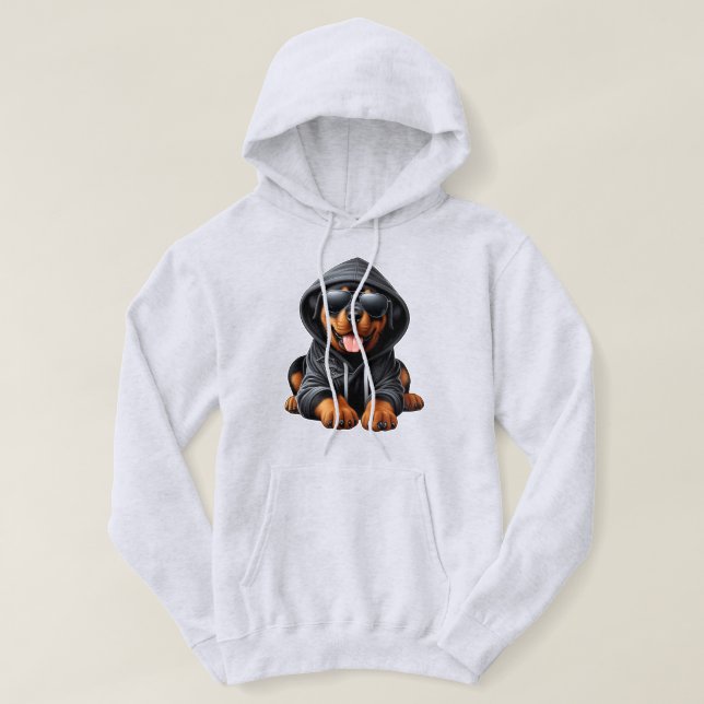 Rottweiler Puppy in Hooded Sweatshirt (Design Front)