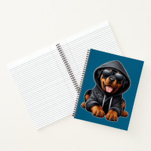 Rottweiler Puppy in Hooded Sweatshirt  Notebook