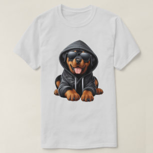 Rottweiler Puppy in Hooded Sweatshirt T-Shirt