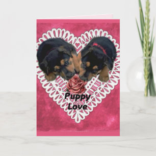 Rottweiler Puppy Love Valentines Holiday Card