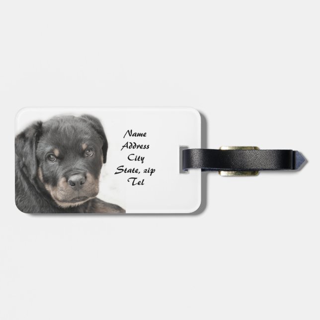 Rottweiler puppy luggage tag (Back Horizontal)