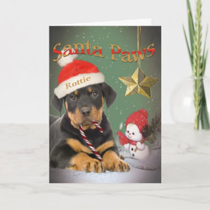 Rottweiler Puppy Santa Paws cards