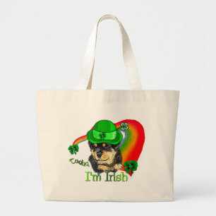 Rottweiler Puppy St Pattys Large Tote Bag