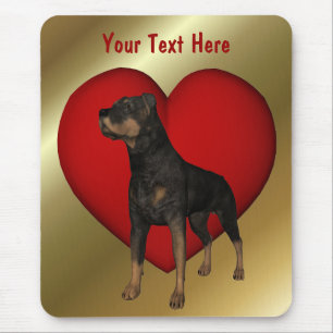 Rottweiler Red Heart Dog Mousepad