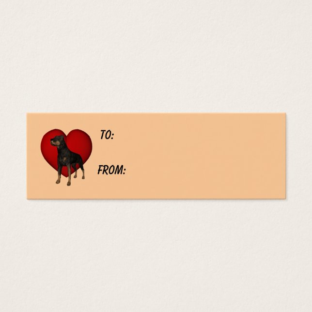 Rottweiler Red Heart Dog Photo Gift Tag (Front)