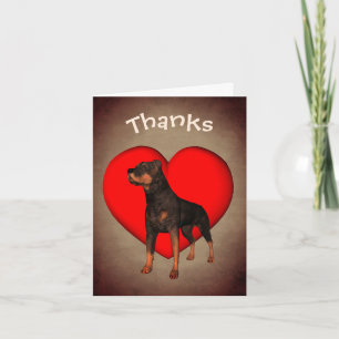 Rottweiler Red Heart Dog Thank You Card
