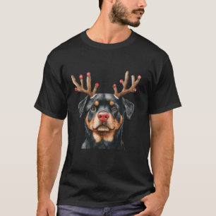Rottweiler Reindeer Christmas Lights Dog Lover Xma T-Shirt