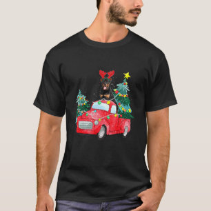 Rottweiler Ride Red Truck Christmas Dog Xmas Paja T-Shirt