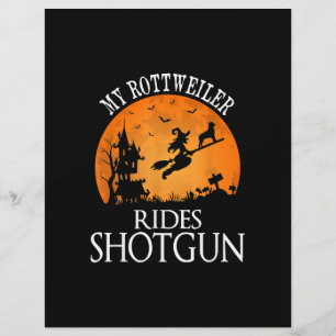 Rottweiler Rides Shotgun Dog Lover Halloween Party Custom Letterhead