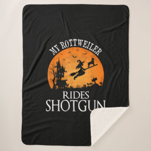 Rottweiler Rides Shotgun Dog Lover Halloween Party Sherpa Blanket