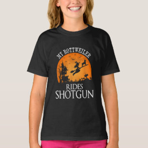 Rottweiler Rides Shotgun Dog Lover Halloween Party T-Shirt