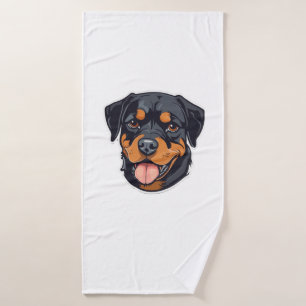 Rottweiler Romp From Puppies to Paw-some Partners Bath Towel