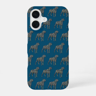 Rottweiler Rottie Cute Dog Silhouette Grid White iPhone 16 Case