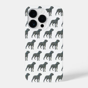 Rottweiler Rottie Cute Dog Silhouette Grid White iPhone 14 Pro Case