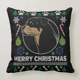 Rottweiler Rottie Merry Christmas Ugly Sweater Cushion